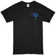 The blue palmetto and crescent moon pocket print design is a symbol of South Carolina pride. Buy blue palmetto t-shirts, sweatshirts or other clothing items with the palmetto moon printed on the pocket area.