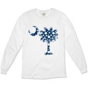 Blue Polka Dot Palmetto Moon Organic Long Sleeve T-Shirt features a blue palmetto moon with white polka dots and is a fun variation on the South Carolina flag palmetto logo.