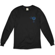 South Carolina Outline Organic Long Sleeve T-Shirt with an outline of the state of South Carolina and the popular Palmetto Moon logo on the back and a blue palmetto moon on the front.