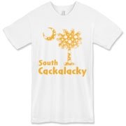 Yellow Polka Dots South Cackalacky Palmetto Moon American Apparel T-Shirt features a Polka Dot South Carolina palmetto moon logo in yellow.