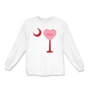 A Candy Heart Palmetto Moon for an Angel! Perfect for Valentine's Day, it features a pink candy heart on the South Carolina Palmetto Moon with Angel.