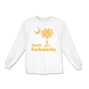 Yellow Polka Dots South Cackalacky Palmetto Moon Kids Long Sleeve T-Shirt features a Polka Dot South Carolina palmetto moon logo in yellow.