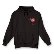 Get a White Heart Pattern Palmetto Moon Hooded Sweatshirt for your sweetheart this Valentine's Day! Featuring the a smaller pocket sized version of the South Carolina Palmetto Moon with a white heart pattern printed smaller on the left chest area.