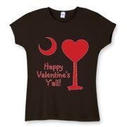 Buy a Happy Valentine's Y'all with a Heart Palmetto Moon Women's Fitted Baby Rib Tee.