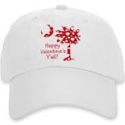 Happy Valentine's Y'all with a White Heart Pattern Palmetto Moon Deluxe Cotton Hat.