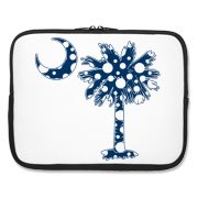 Buy a Blue Polka Dot Palmetto Moon Laptop Sleeve that features a blue palmetto moon with white polka dots.
