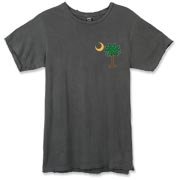 Buy a Christmas Palmetto Moon Alternative Apparel Destroyed T-Shirt and have a Merry Christmas, South Carolina style. This version features a pocket sized version of the Christmas Tree Palmetto Moon.