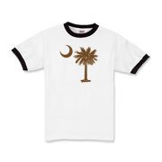 A chocolate brown palmetto and crescent moon. The palmetto is a symbol of South Carolina pride. Buy the chocolate brown palmetto moon on a t-shirt, sweatshirt, or other clothing or gift item.