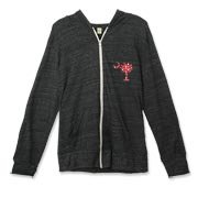 Get a White Heart Pattern Palmetto Moon Alternative Apparel Unisex Zipper Hoodie for your sweetheart this Valentine's Day! Featuring the a smaller pocket sized version of the South Carolina Palmetto Moon with a white heart pattern printed smaller on the l