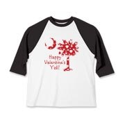 Happy Valentine's Y'all with a White Heart Pattern Palmetto Moon. Get your Happy Valentine's Y'all shirt, apparel, or other gift item today!