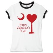 Happy Valentine's Y'all with a Heart Palmetto Moon. Get your Happy Valentine's Y'all shirt, apparel, or other gift item today!