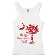Happy Valentine's Y'all with a White Heart Pattern Palmetto Moon. Get your Happy Valentine's Y'all shirt, apparel, or other gift item today!