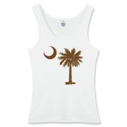 A chocolate brown palmetto and crescent moon. The palmetto is a symbol of South Carolina pride. Buy the chocolate brown palmetto moon on a t-shirt, sweatshirt, or other clothing or gift item.
