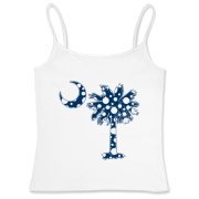 Blue Polka Dot Palmetto Moon Women's Fitted Camisole Tank features a blue palmetto moon with white polka dots and is a fun variation on the South Carolina flag palmetto logo.