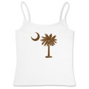 A chocolate brown palmetto and crescent moon. The palmetto is a symbol of South Carolina pride. Buy the chocolate brown palmetto moon on a t-shirt, sweatshirt, or other clothing or gift item.